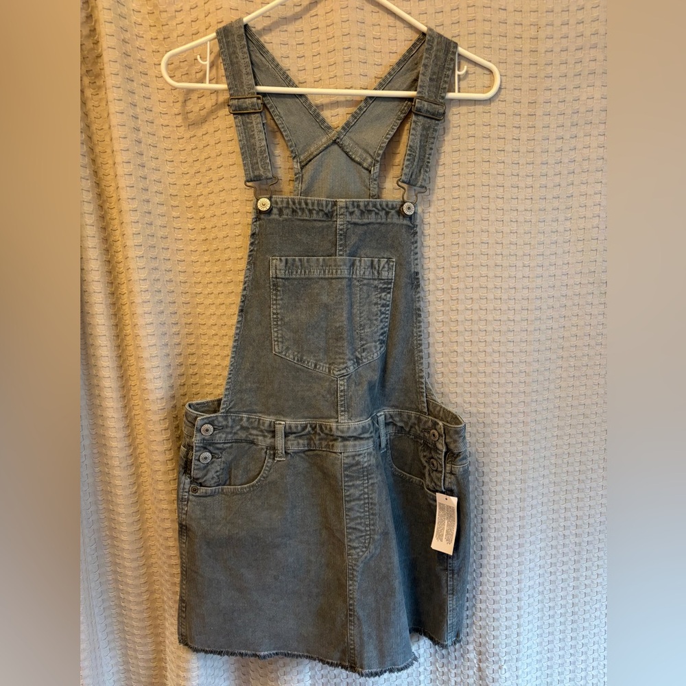 NWT American Eagle Outfitters Blue-Gray Corduroy Overalls Dress